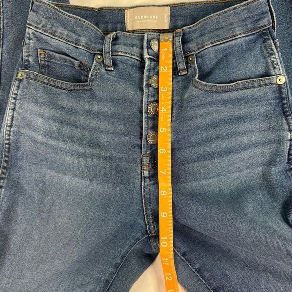 Everlane Size 25 Vintage High Rise Skinny Blue Jeans Ankle Stretch Button Fly - Picture 8 of 10